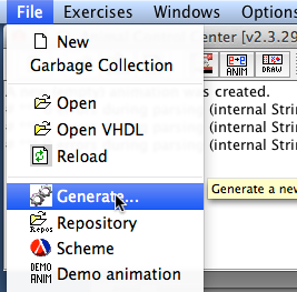 First step: choose File -> Generate...